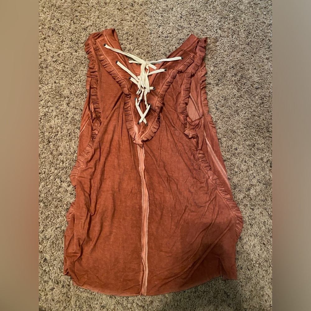 Tan Lace Back Tank Top